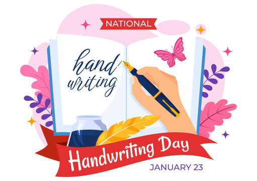 National Handwriting Day Vector Illustration on 23 January with Ink, Pen and Paper for Writing in Flat Cartoon Hand Drawn Background Design