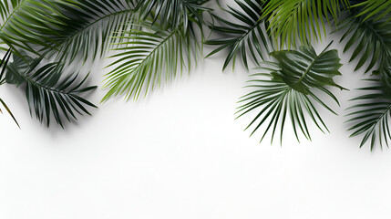 Fototapeta na wymiar Compotition of tropical leaves on white background for advertising