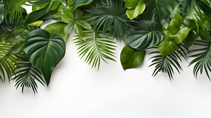 Compotition of tropical leaves on white background for advertising