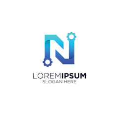 modern alphabet N company logo design