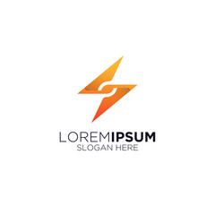 modern simple orange lightning logo
