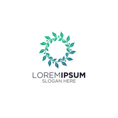 Obraz premium blue gradient leaf circle logo