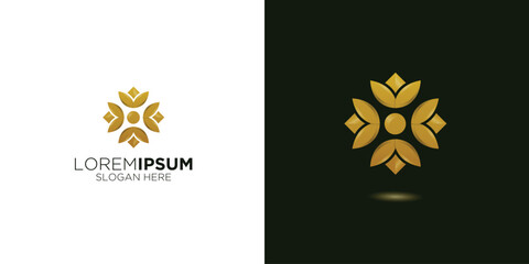 Elegant gold floral logo design