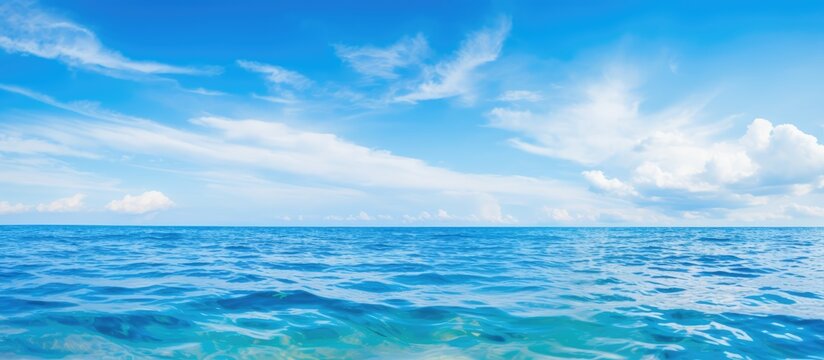 Blue sea and cloudy blue sky image