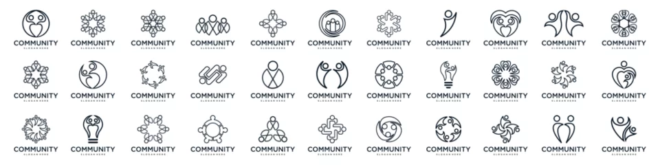 Fotobehang Mega logo collection, Abstract people community logo design .symbol of teamwork ,group and family © su
