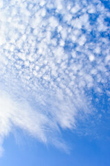 Fototapeta na wymiar beautiful blue sky and white fluffy group of clouds in the morning, natural background