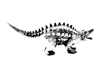 Fototapeta na wymiar black dinosaur silhouette isolated on white background, model of dinosaurs toys