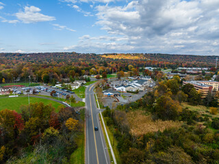 Obraz premium Aerial Drone of Bridgewater New Jersey Sunset 