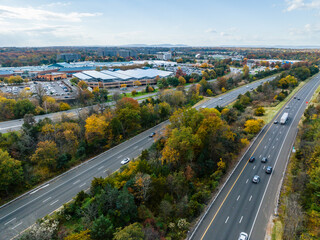 Aerial Drone of Bridgewater New Jersey Sunset 