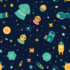 seamless pattern with out of space charming Children's Apparel with Adorable Elements