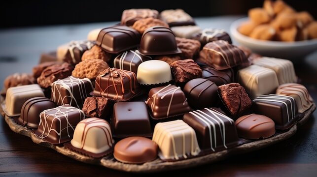 Assortment of rich chocolate.