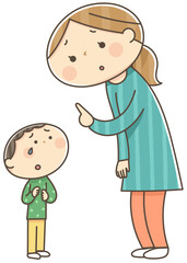 子供に注意する母親