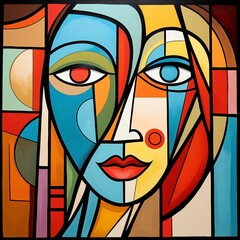 Dynamic Composition in Abstract Portrait: Exploring Intense Emotional Expression and Cubist Aesthetics
