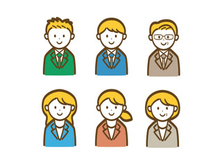 シンプルデザインのビジネスマンのイラストセット