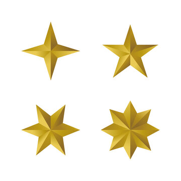 various 3d golden star illustration