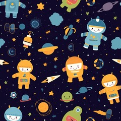 Fototapeta premium Whimsical Kid's Clothing and Adorable Elements Background seamless pattern with monsters