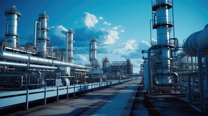 Obraz premium Modern oil and gas processing plant, Petrochemical plant.