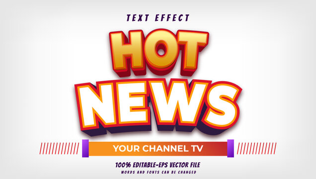 editable hot news text effect.typhography logo