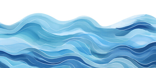 Fototapeta premium Transparent Ocean Wave Copy Space. Isolated Blue Teal Turquoise Cartoon Wave for Pool Party or Beach Travel. Perfect for Web Banners, Backdrops, and Backgrounds. Generative AI