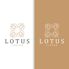 Simple Flower Logo, Vector Ornamental Plant Line Design for Business Brand, Template Illustration