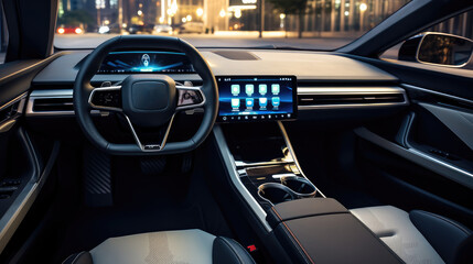 Interior of modern electric car. - Powered by Adobe