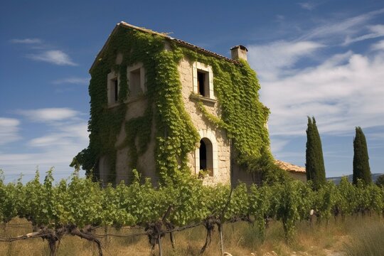 vine building in Cathar country. Generative AI