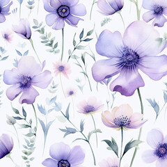 purple flowers watercolor seamless patterns, watercolor picture of flowers, floral