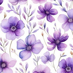 purple flowers watercolor seamless patterns, watercolor picture of flowers, floral
