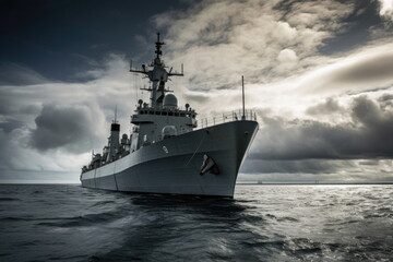 Fototapeta na wymiar warship on the sea