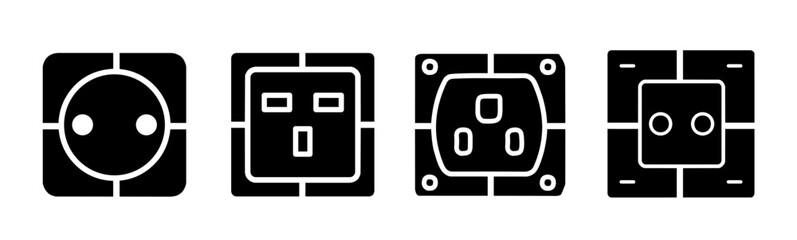 Electric socket icon collection design. Stock vector.