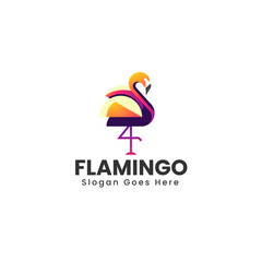 Vector Logo Illustration Flamingo Gradient Colorful Style