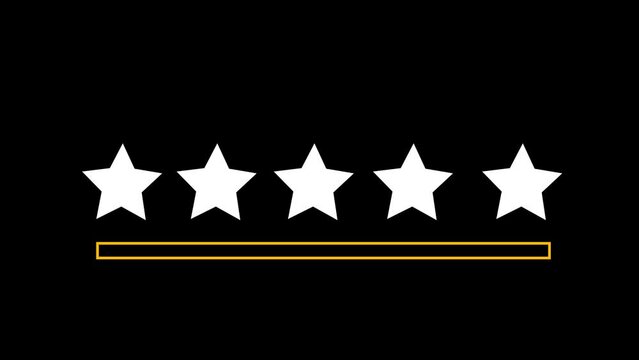 star rating feedback 2d animation isolated on black background