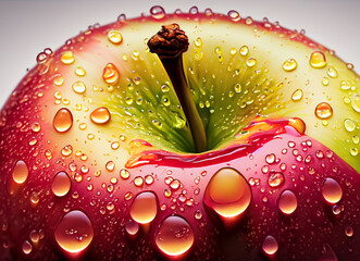 red apple with water drops in white backgroung