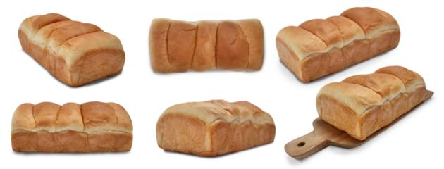 Set collection of Roti sobek, gembong or kasur, soft sweet milk bun, isolated