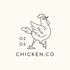 chicken cartoon outline logo design vector graphic illustration