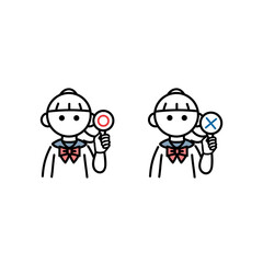 マルとバツの札　女子学生