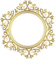 golden round frame with laurel wreath,Vintage flourish Round frame Circle label vector