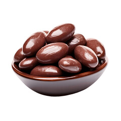 Dessert Chocolate Covered Almonds Isolated on a transparent background