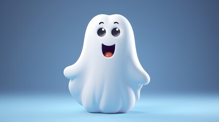 Cute  boo ghost in 3d style halloween cartoon white