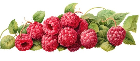 Hand drawn depiction of ripe raspberries