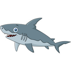 Cute shark cartoon on white background