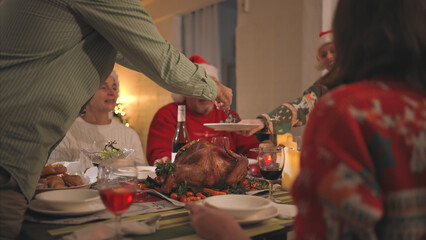 Close-up of senior couple while my son was chopping up a roast turkey for Christmas dinner.