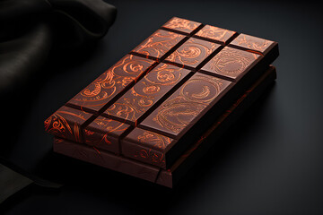 Chocolate bar and chocolate packaging , 3d illustration, generated ai