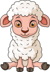 Cute baby sheep cartoon on white background