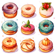 Cupcakes, sweet desserts, watercolor illustrations