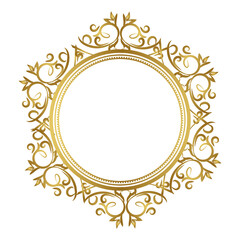 golden round frame with laurel wreath,Vintage flourish Round frame Circle label png