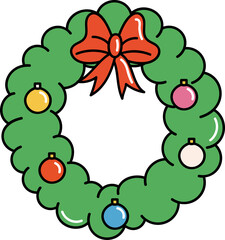 Groovy christmas wreath illustration
