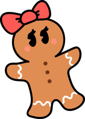 Groovy christmas cookie character illustration