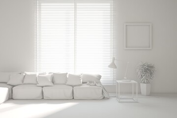 Grey interior desigh concept with furniture. 3D illustration