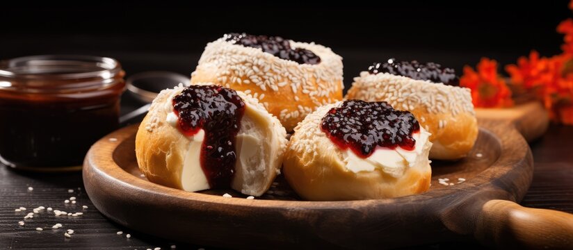 Czech kolache with cream cheese poppy seeds and jam